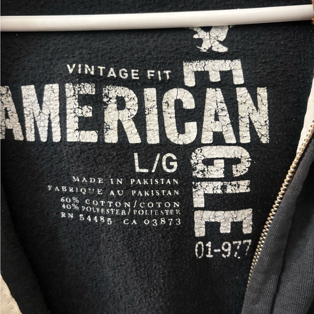 Y2K American Eagle Blue Zip-Up Hoodie with Logo - Picture 2 of 3